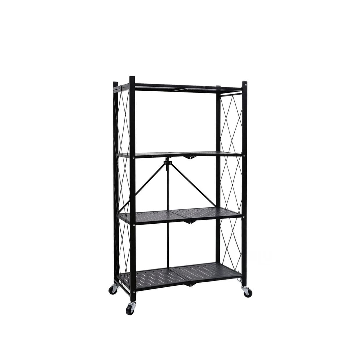 PACK2 SOLUCION PLEGABLE DE METAL CON 4 NIVELES NEGRO PARA ESPACIOS DEL HOGAR Y+REGALO STICKER - 2