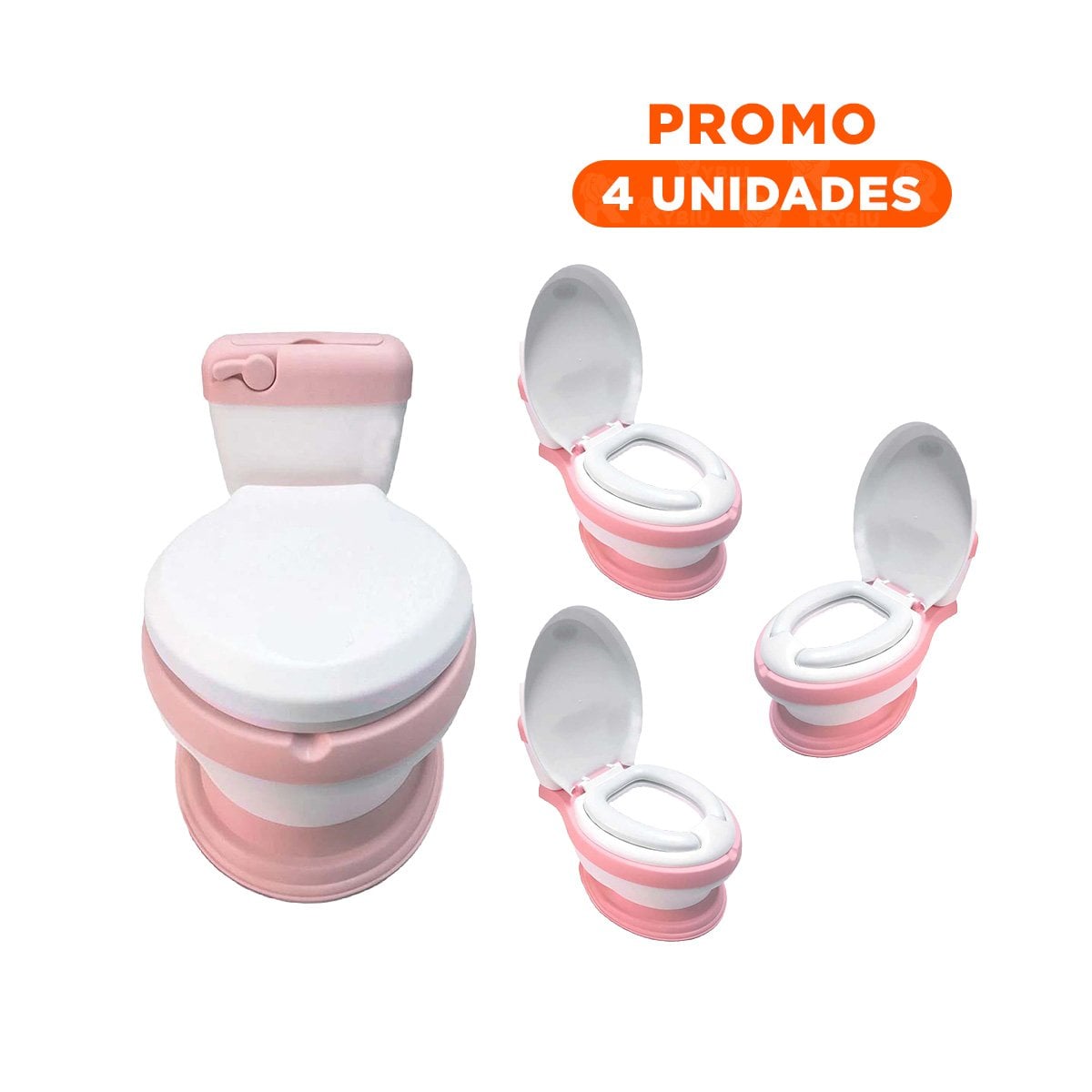 PACK4 EQUIPO SANITARIO INFANTIL ROSADO PARA CASA CON ESTRUCTURA ESTABLE Y COMODA - 1