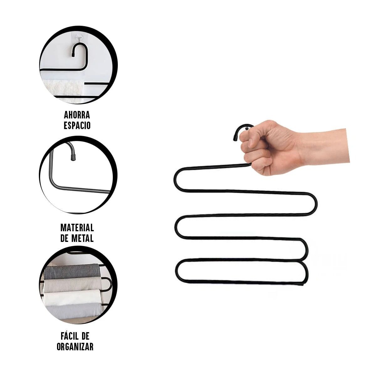 IMPLEMENTO MULTIFUNCIONAL TIPO S PRÁCTICO PARA PASILLO COCINA Y OFICINA NEGRO Y+POST IT - 5