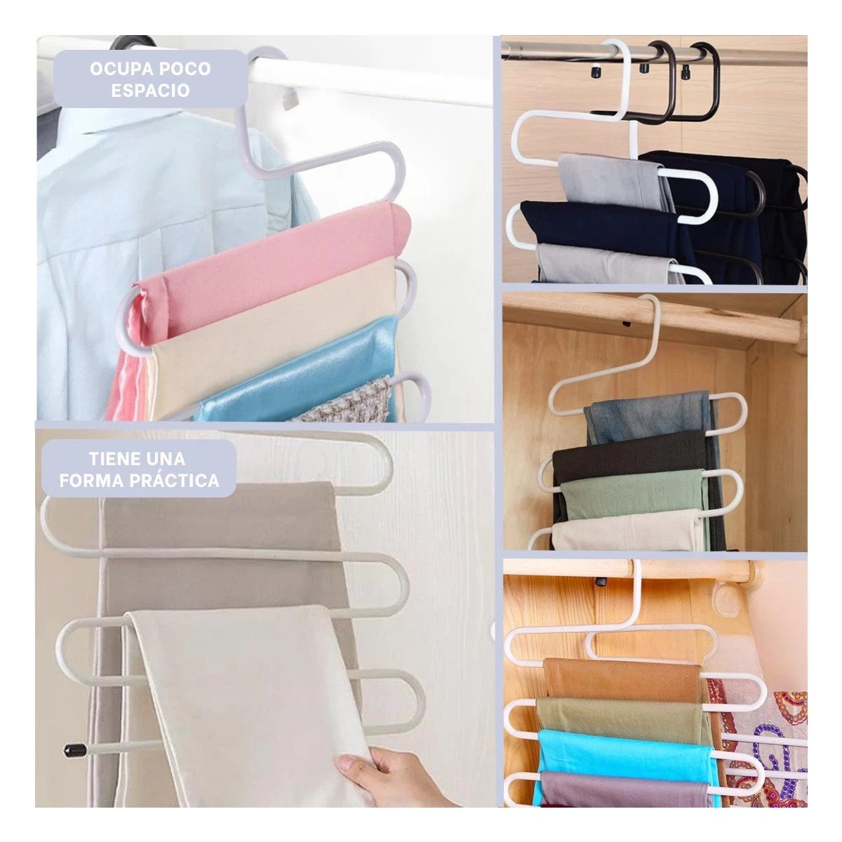 PERCHERO MULTIFUNCIONAL TIPO S ESTRUCTURA FIRME PARA ROPA BLANCO HOGAR ECO Y+POST IT - 2