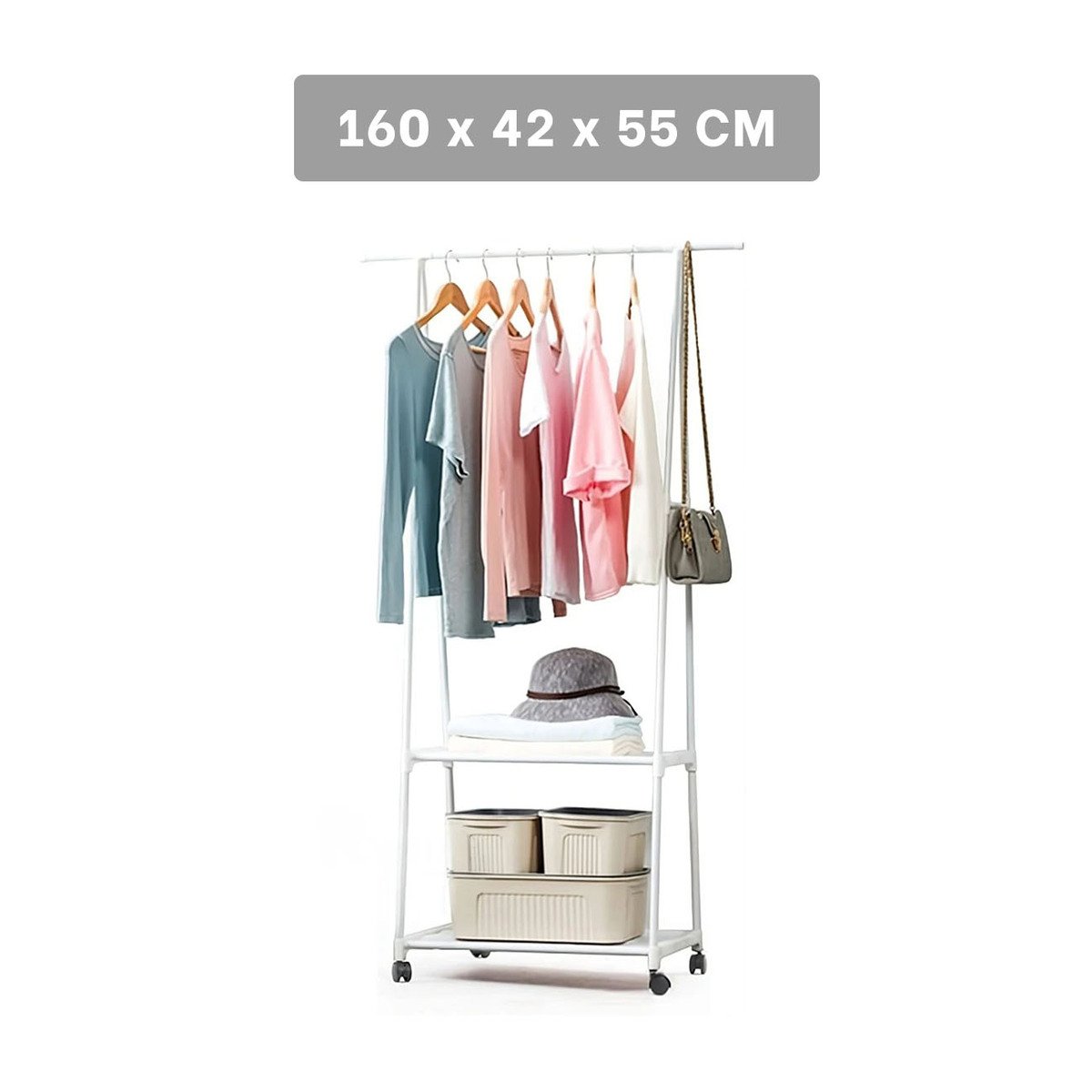 PACK6 COLGADOR TRIANGULAR CON RUEDAS PARA OPTIMIZAR ESPACIOS EN CASA BLANCO Y+PAPEL REGALO - 4