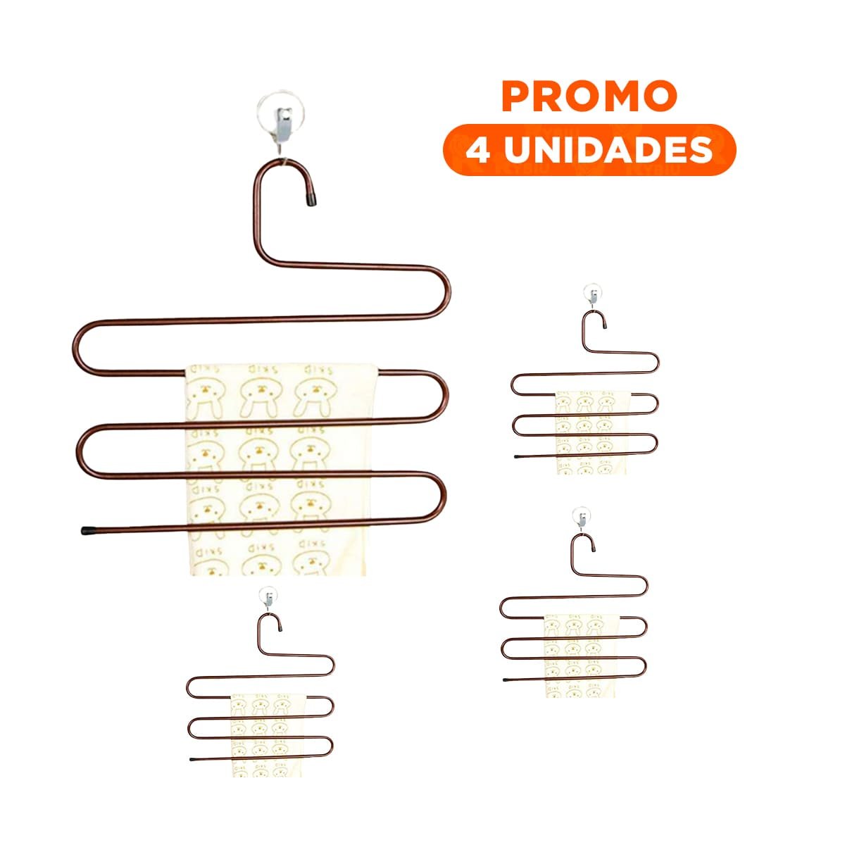 PACK4 RACK TIPO S MARRON PARA ROPA Y CHAQUETAS CON USO EN SALA Y OFICINA - 1