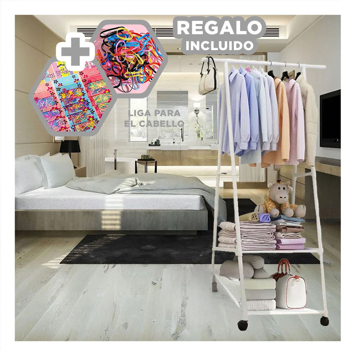 IMPLEMENTO TRIANGULAR CON RUEDAS PRÁCTICO PARA SALA O PASILLO BLANCO Y+LIGAS REGALO - 2