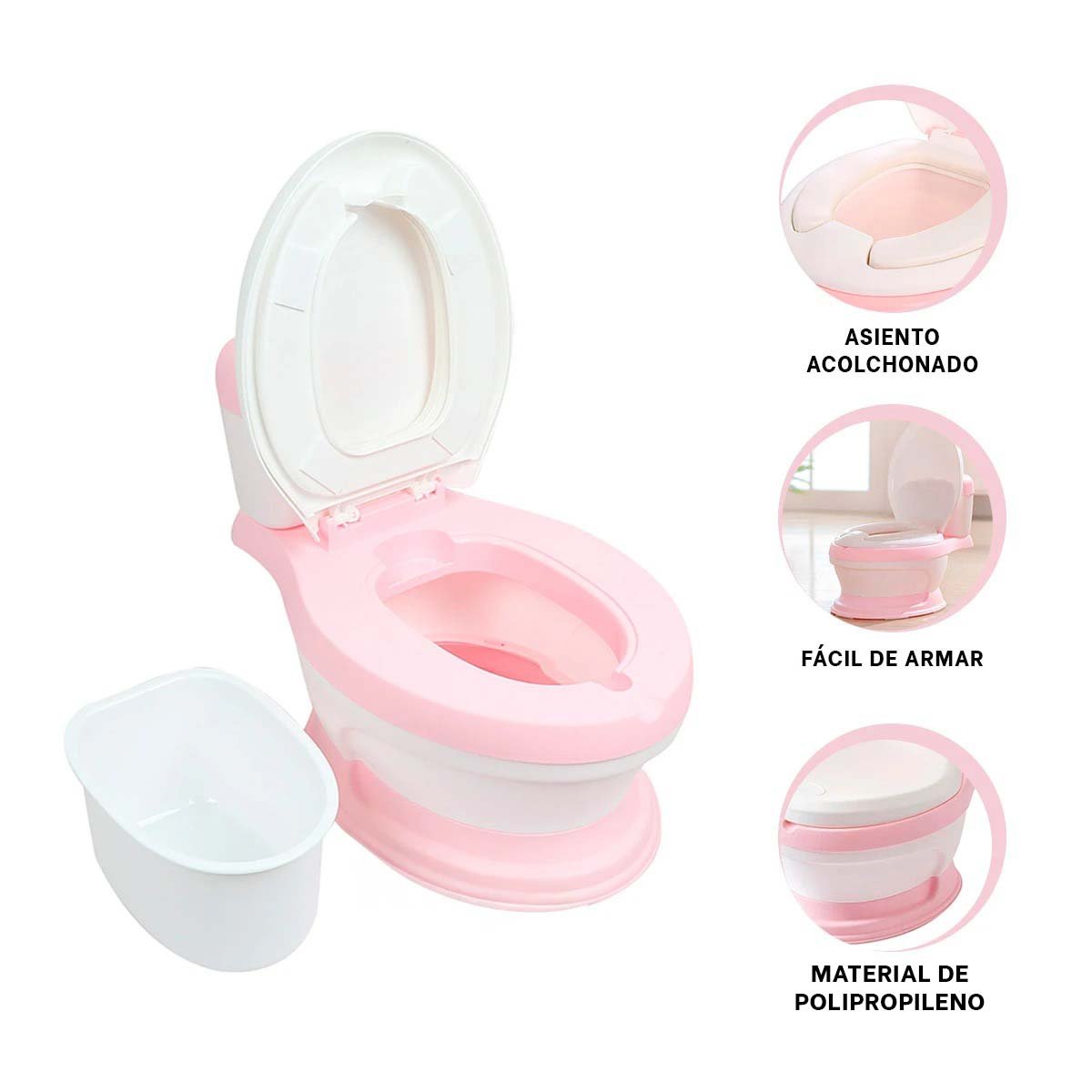SANITARIO INFANTIL ROSADO PARA CASA CON USO FACIL Y DISENO PRACTICO Y SEGURO Y+PAPEL REGALO - 5