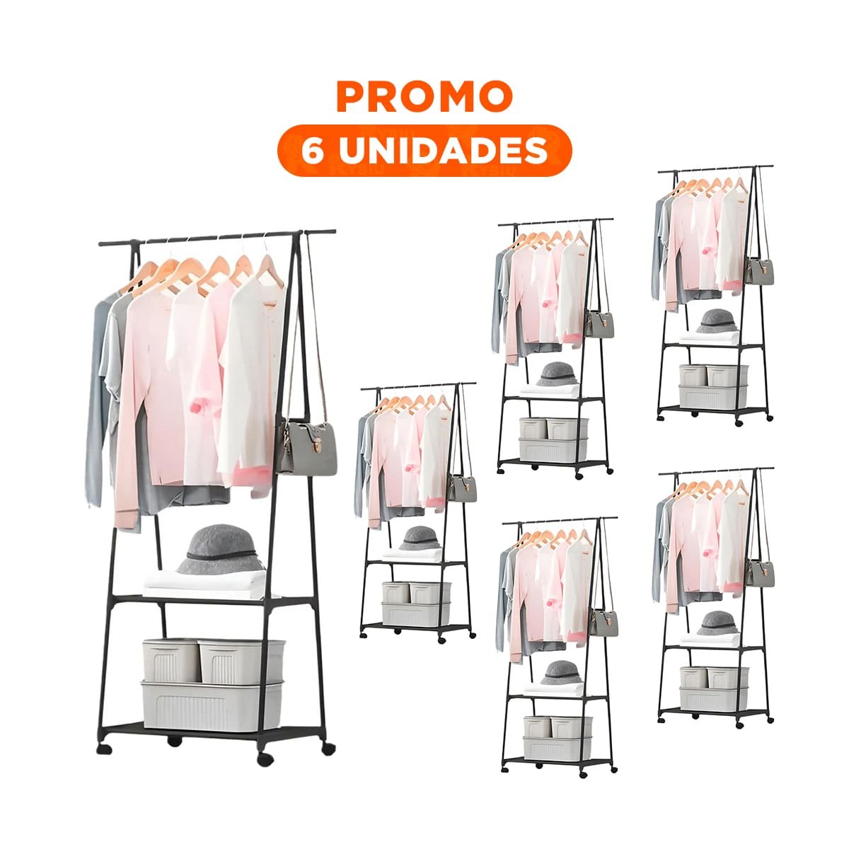 PACK6 ELEMENTO ORGANIZADOR TRIANGULAR CON RUEDAS OPTIMIZA ESPACIOS NEGRO Y+REGALO STICKER - 1