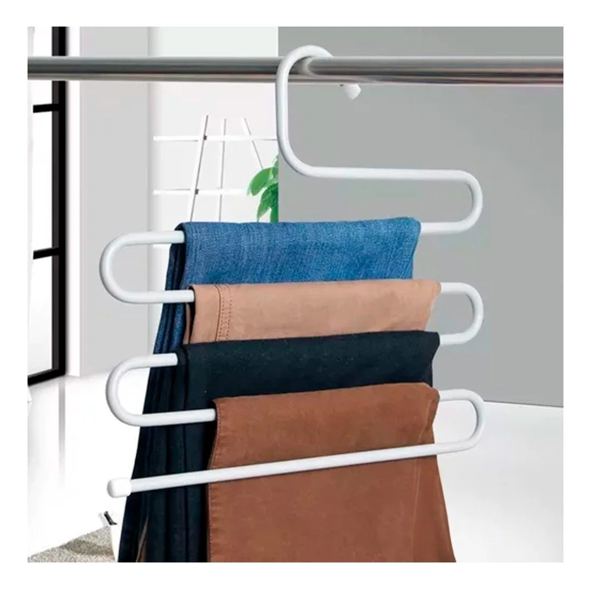 PACK2 COLGADOR MULTIFUNCIONAL TIPO S PARA ROPA PLASTICO BLANCO HOGAR PLUS - 2