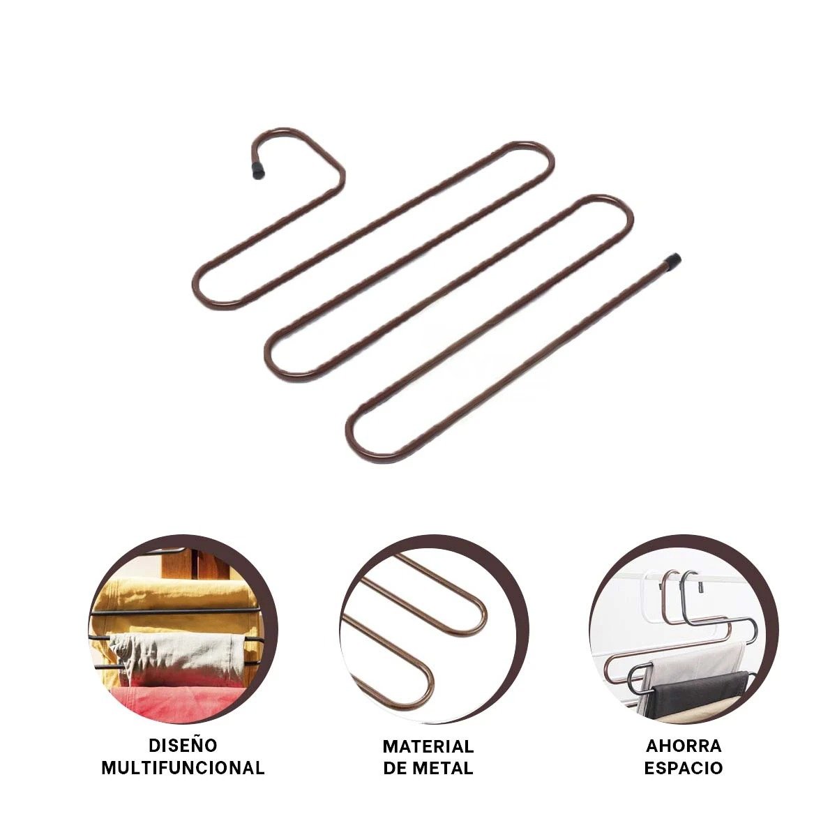 SOPORTE MULTIFUNCIONAL TIPO S MARRON PARA HOGAR Y ENTRADA CON DISEÑO MODERNO Y+PAPEL REGALO - 5