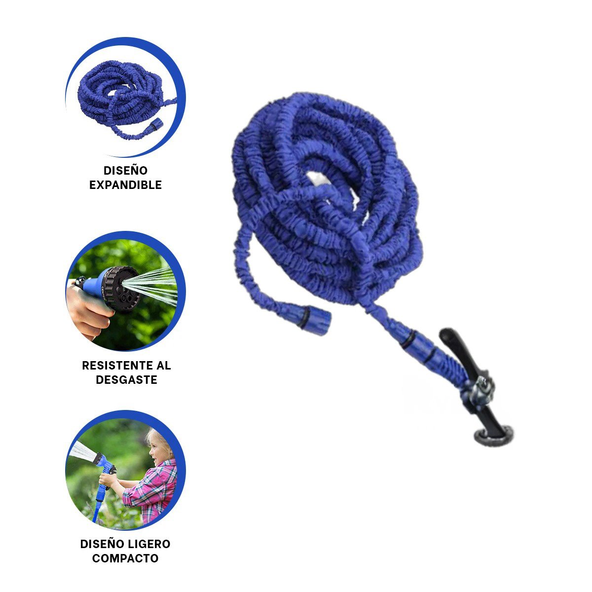 TUBO EXPANDIBLE 30 METROS - AZUL PARA REGAR PLANTAS EN HOGAR Y+PAPEL REGALO - 5