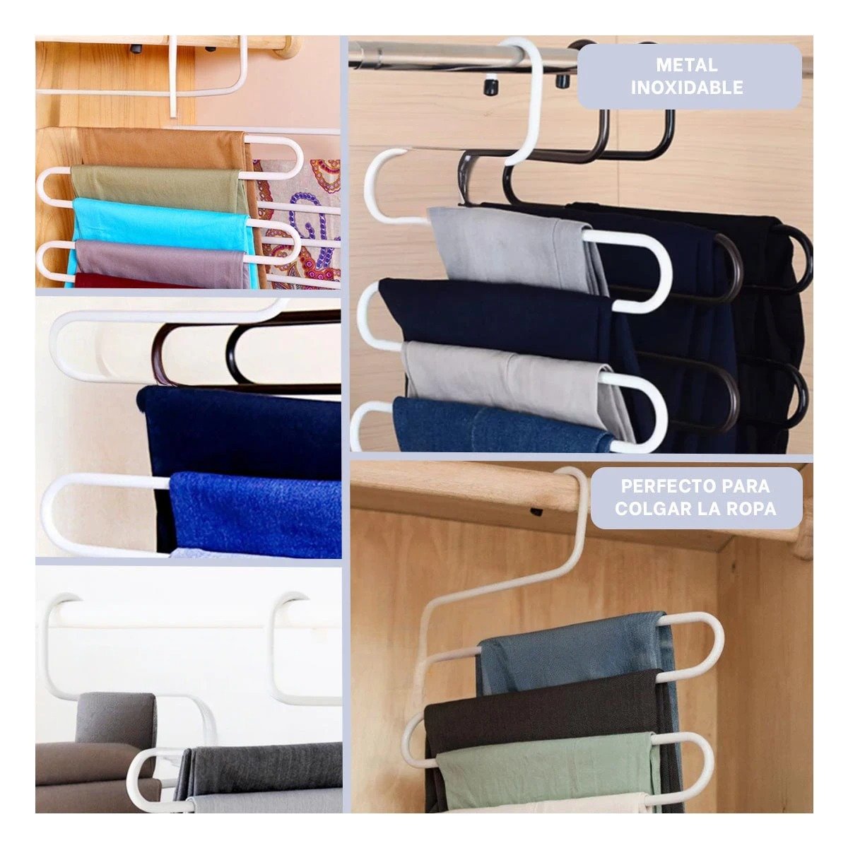 PERCHERO MULTIFUNCIONAL TIPO S SOPORTE PRACTICO PARA ROPA BLANCO HOGAR TOP Y+LIGAS REGALO - 1