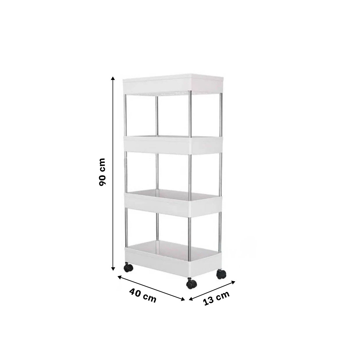 MUEBLE DE COCINA 4 NIVELES CON RUEDAS DELGADO BLANCO PARA HOGAR 90 X 13 X 40 CM Y+LIGAS REGALO - 4