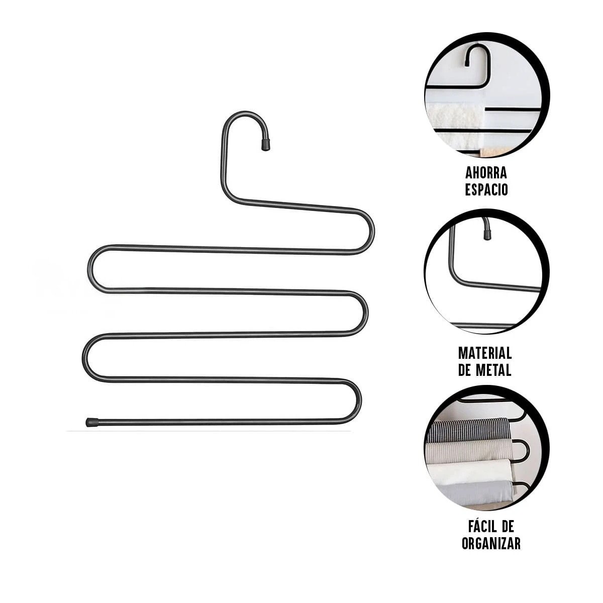IMPLEMENTO MULTIFUNCIONAL TIPO S COLGANTE PARA DORMITORIO SALA Y ENTRADA NEGRO Y+PAPEL REGALO - 5