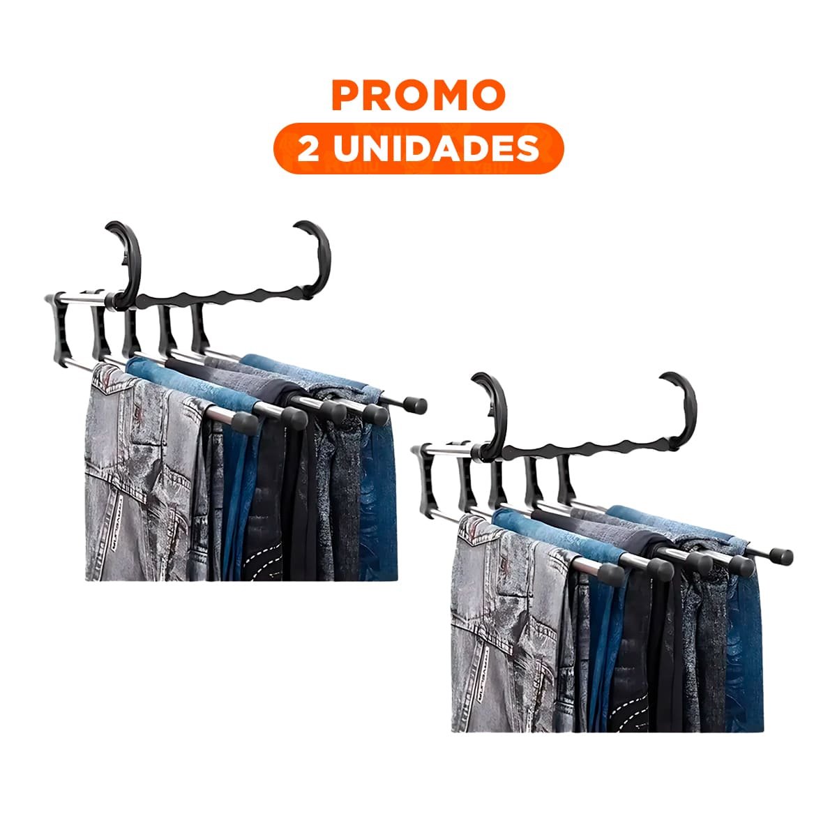 PACK2 COLGADOR COMPACTO PARA PANTALONES ESTILO MAGICO COLOR NEGRO 5 EN 1 HOGAR Y+REGALO STICKER - 1
