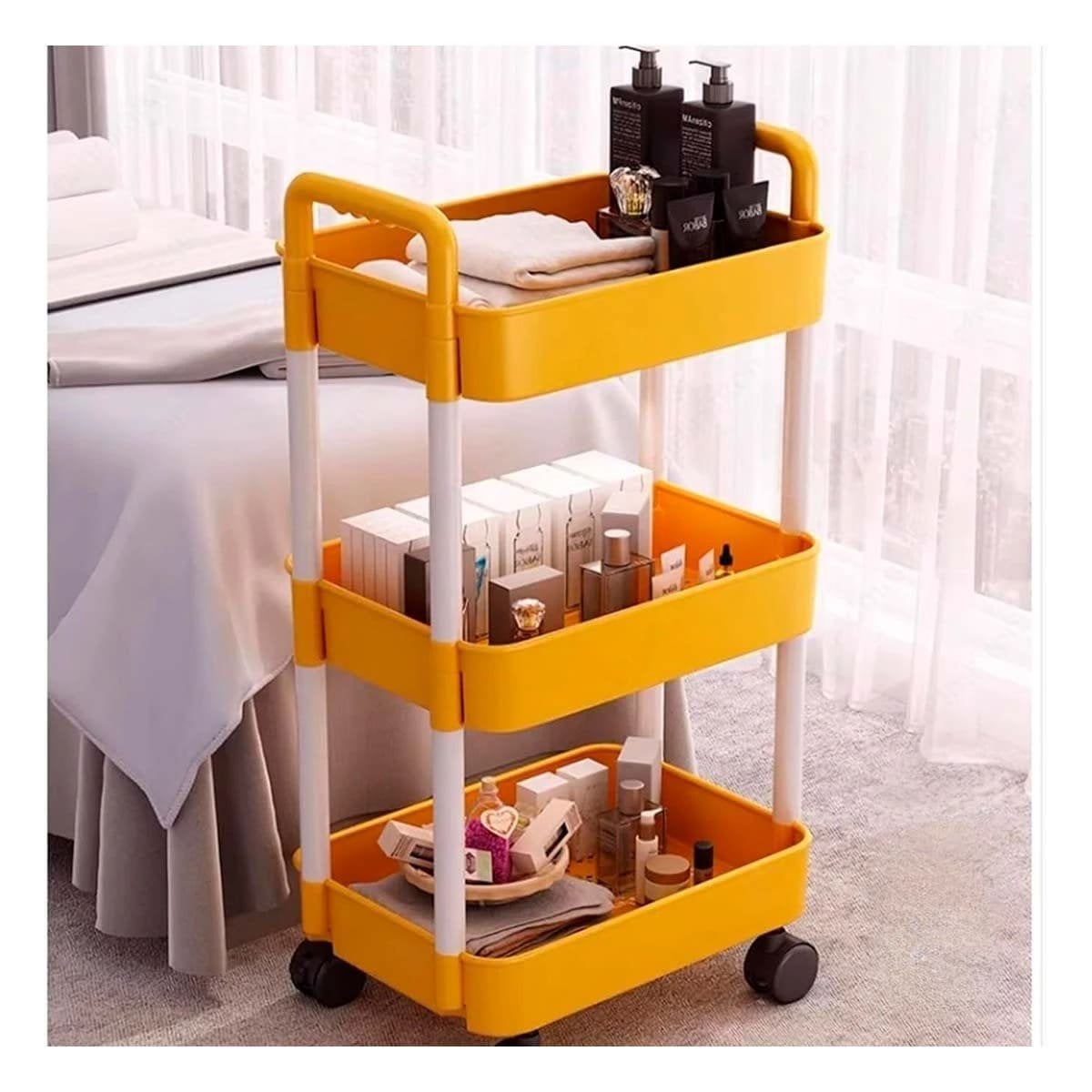 CARRITO DE COCINA 3 NIVELES CON RUEDAS AMARILLO PARA ALMACENAJE PRACTICO EN HOGAR Y+POST IT - 1