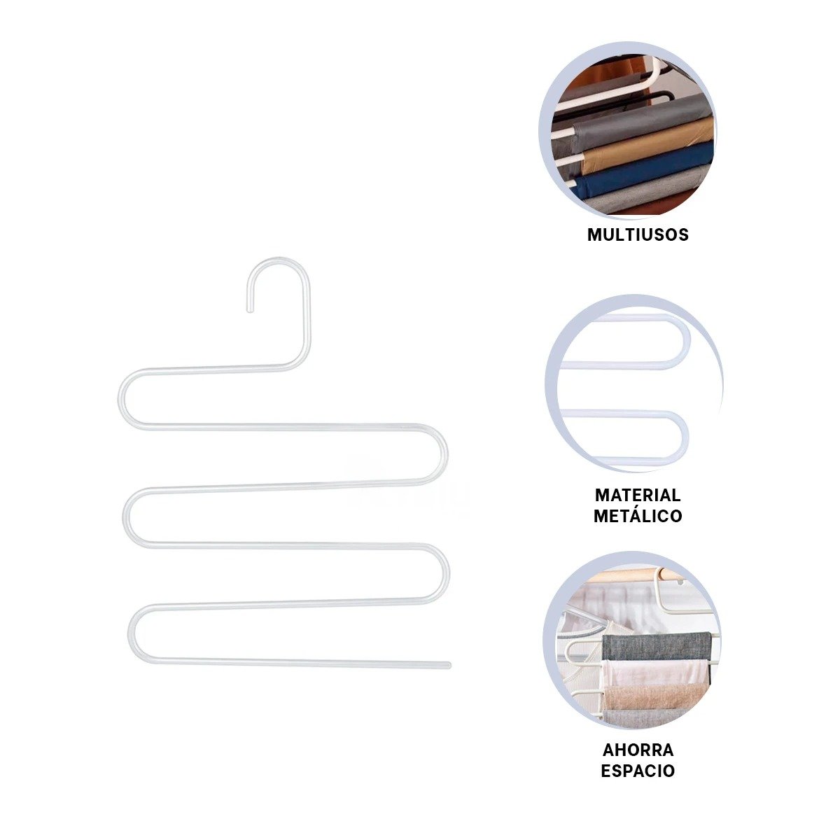PERCHERO MULTIFUNCIONAL TIPO S PARA ROPA DISENO MODERNO BLANCO HOGAR PRO Y+PAPEL REGALO - 5