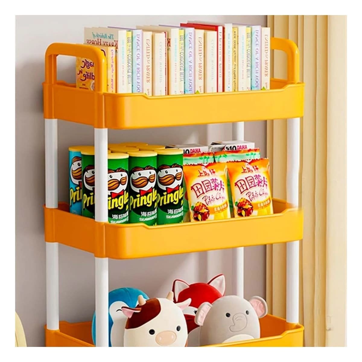 SOPORTE DE COCINA 3 NIVELES CON RUEDAS AMARILLO PARA GUARDAR ACCESORIOS Y+REGALO STICKER - 2