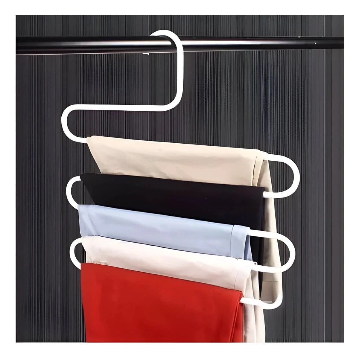 PERCHERO MULTIFUNCIONAL TIPO S DE PLASTICO RESISTENTE COLOR BLANCO HOGAR PLUS - 3