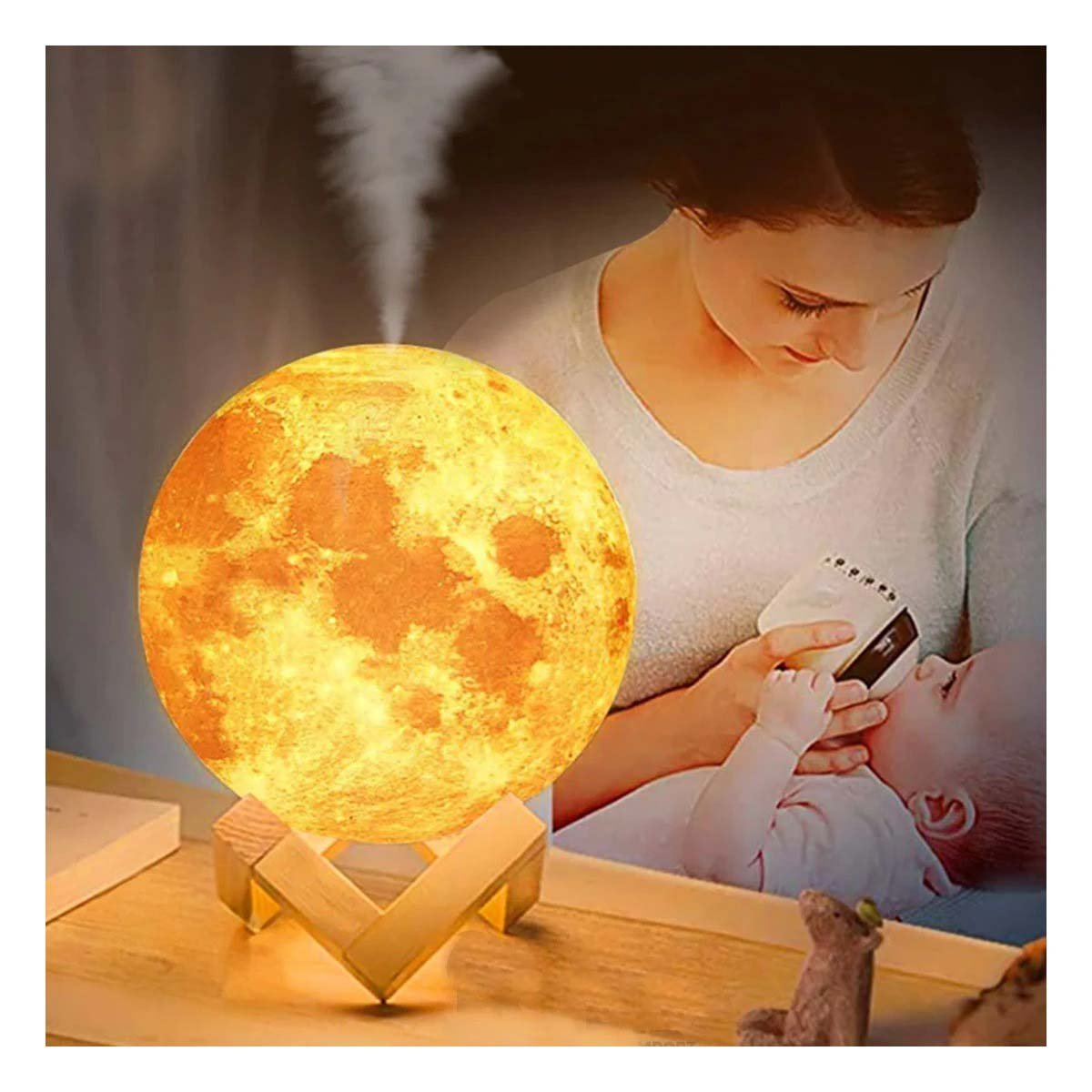 VAPORIZADOR LAMPARA CON FORMA DE LUNA PARA AMBIENTE DE CASA Y DORMITORIO Y+PAPEL REGALO - 1