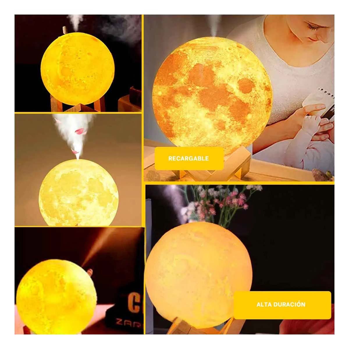 VAPORIZADOR LAMPARA CON FORMA DE LUNA PARA AMBIENTE DE CASA Y DORMITORIO Y+PAPEL REGALO - 3