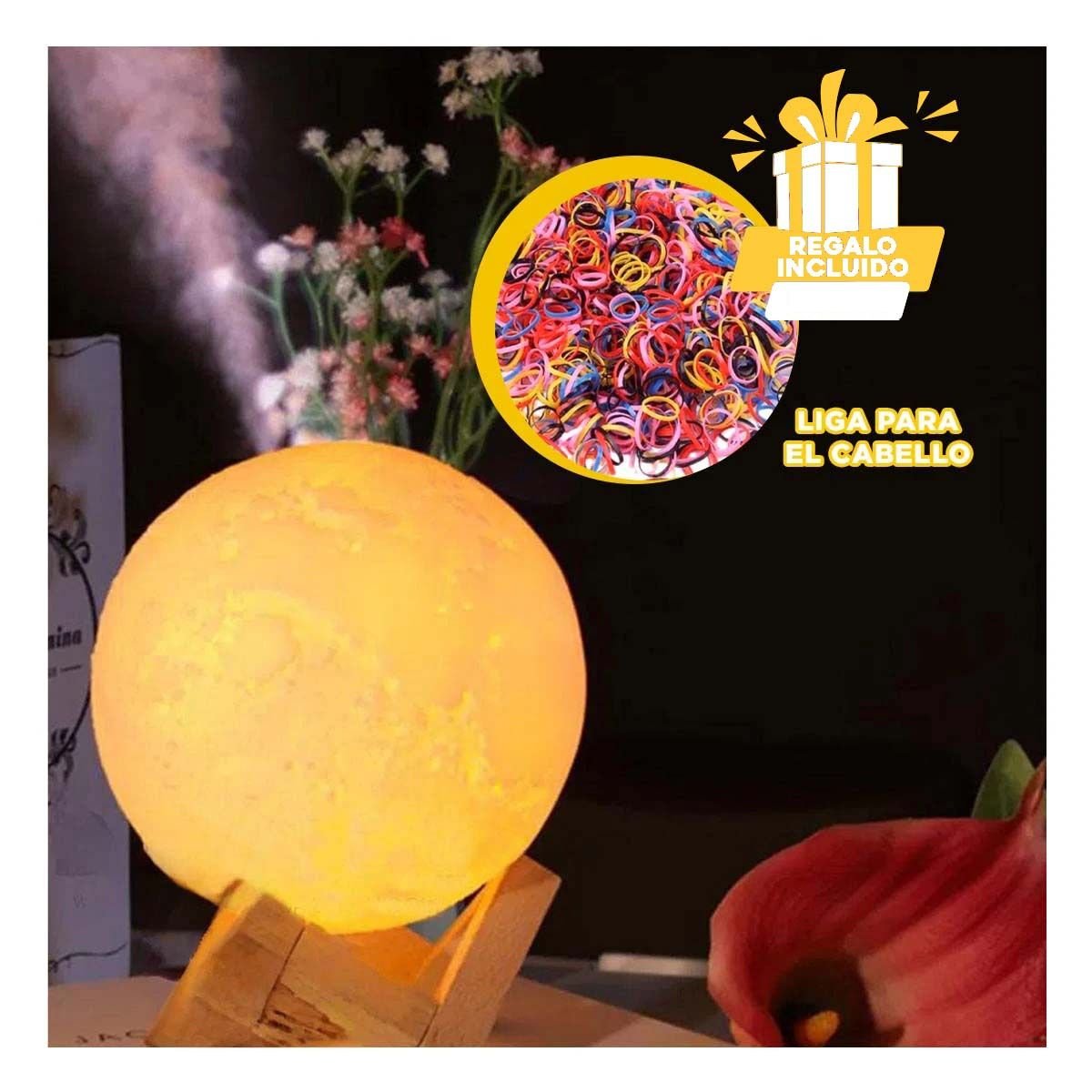 AROMATIZADOR LAMPARA HUMIDIFICANTE CON DISENO DE LUNA PARA ESPACIOS DE CASA Y+LIGAS REGALO - 2