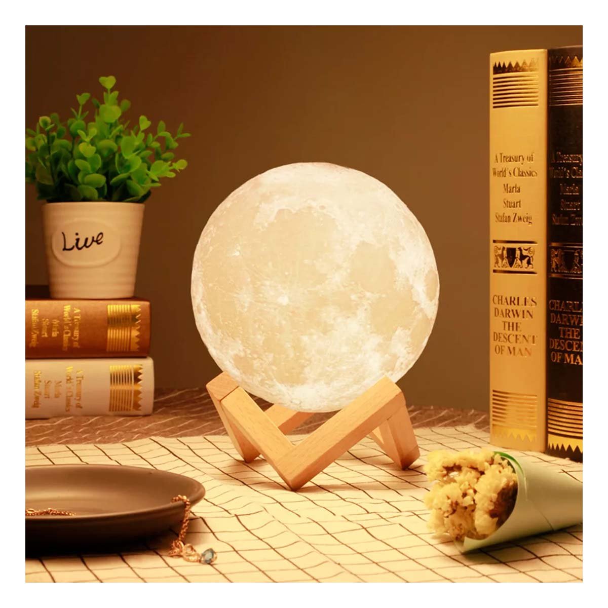 DIFUSOR LAMPARA HUMIDIFICANTE EN FORMA DE LUNA PARA DECORACION DE HOGAR - 3