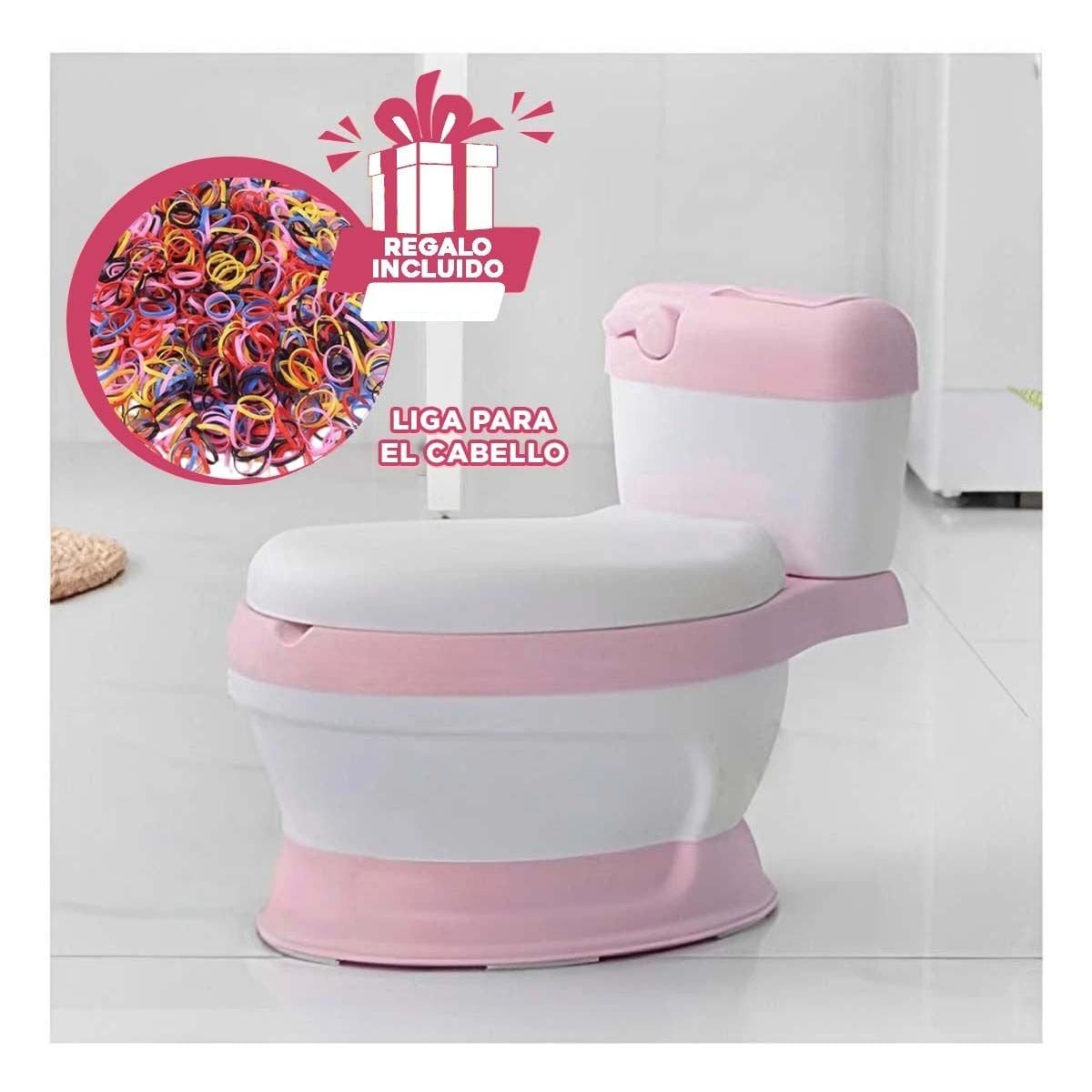 EXCUSADO INFANTIL ROSADO PARA CASA CON DISENO ESTABLE FACIL DE USAR Y LIMPIAR Y+LIGAS REGALO - 2