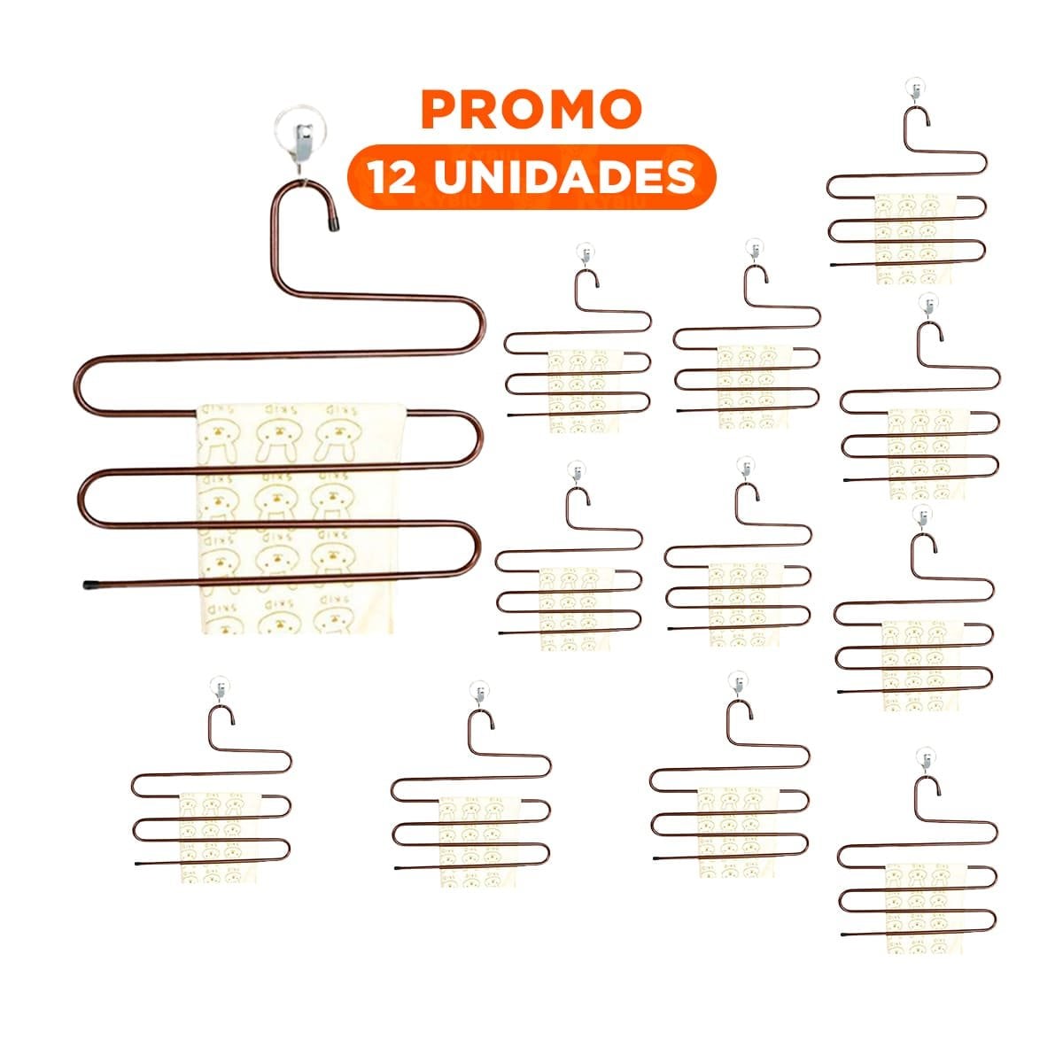 PACK12 PORTA ROPA TIPO S MARRON PARA ORGANIZAR ABRIGOS Y BUFANDAS EN SALA - 1