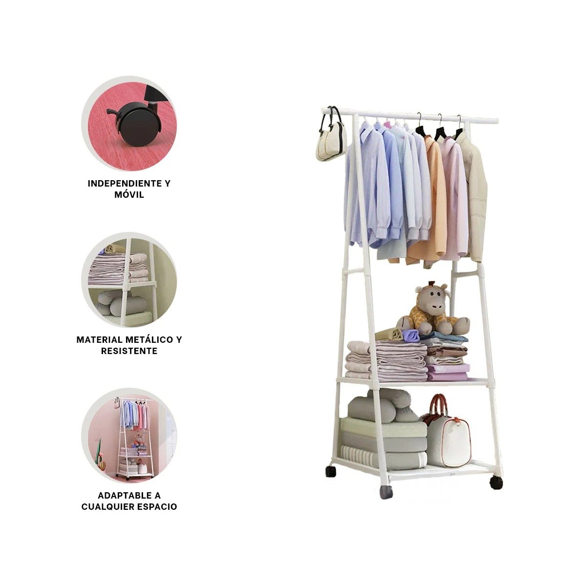 IMPLEMENTO TRIANGULAR CON RUEDAS FUNCIONAL PARA ORGANIZAR SIN ESFUERZO BLANCO Y+POST IT - 5
