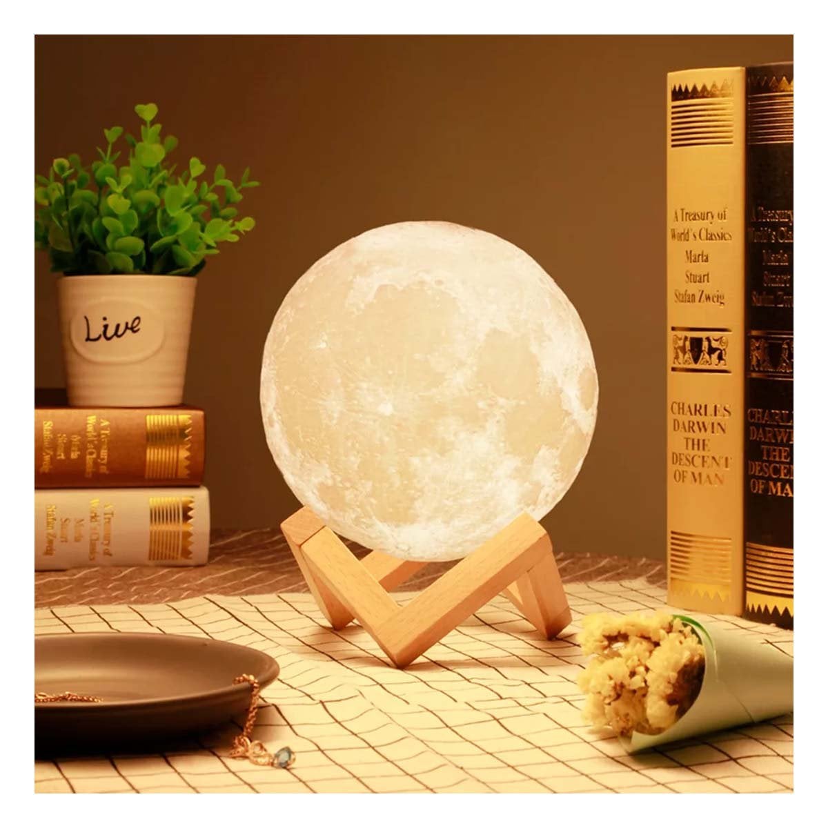 PACK4 DISPOSITIVO HUMIDIFICANTE DECORATIVO CON LAMPARA DE LUNA Y+PAPEL REGALO - 2