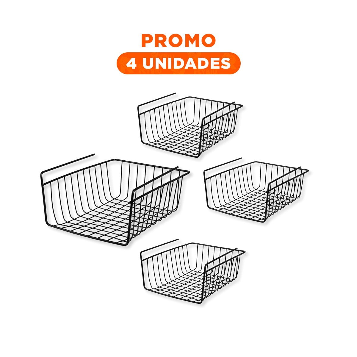PACK4 REJILLA AEREA METALICA NEGRO 29X20X27CM PARA OPTIMIZAR ESPACIO EN COCINA - 1