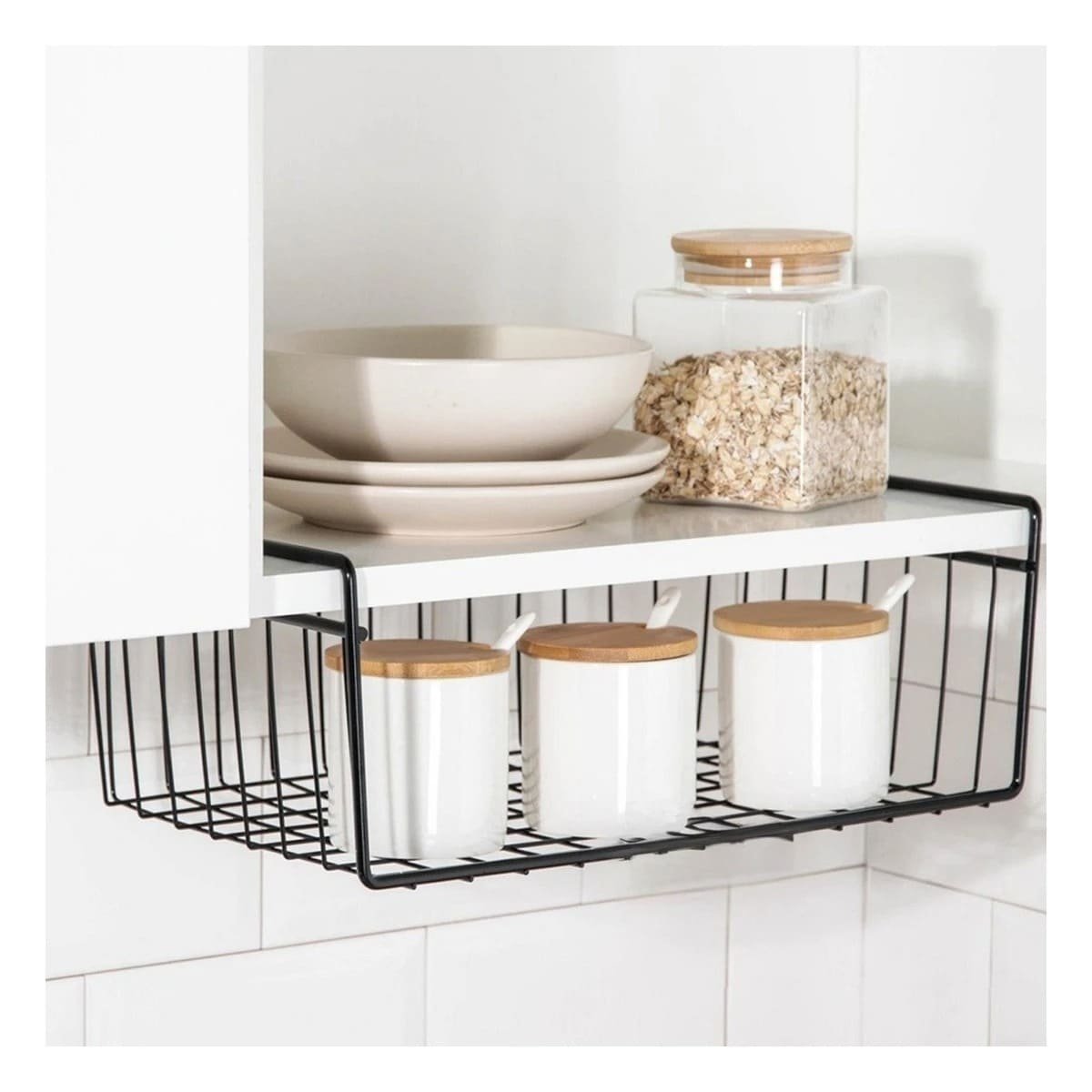 PACK4 REJILLA AEREA METALICA NEGRO 29X20X27CM PARA OPTIMIZAR ESPACIO EN COCINA - 2