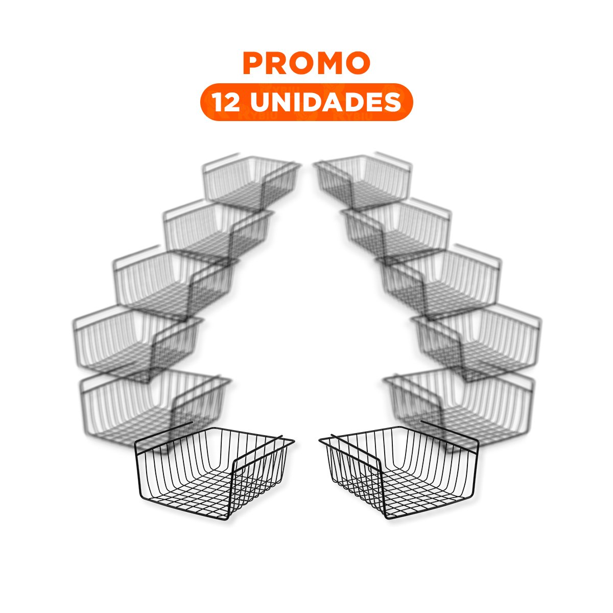 PACK12 SOPORTE ORGANIZADOR METALICO NEGRO 29X20X27CM RESISTENTE Y VERSATIL - 1