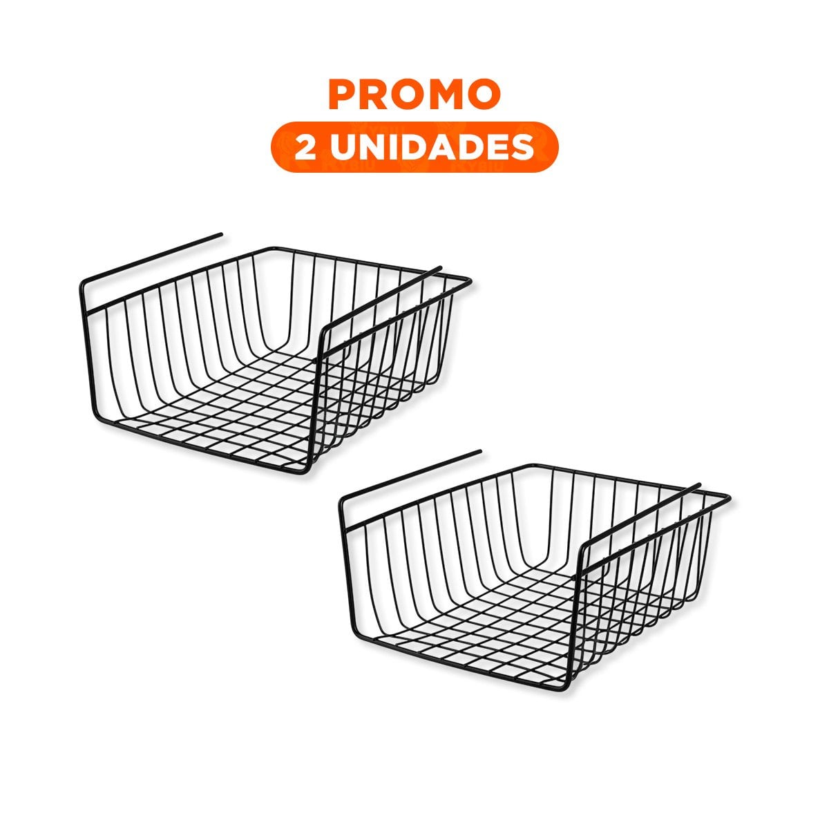PACK2 REJILLA DE ALMACENAJE METALICA NEGRO 29X20X27CM PARA ESPACIOS Y+REGALO STICKER - 1