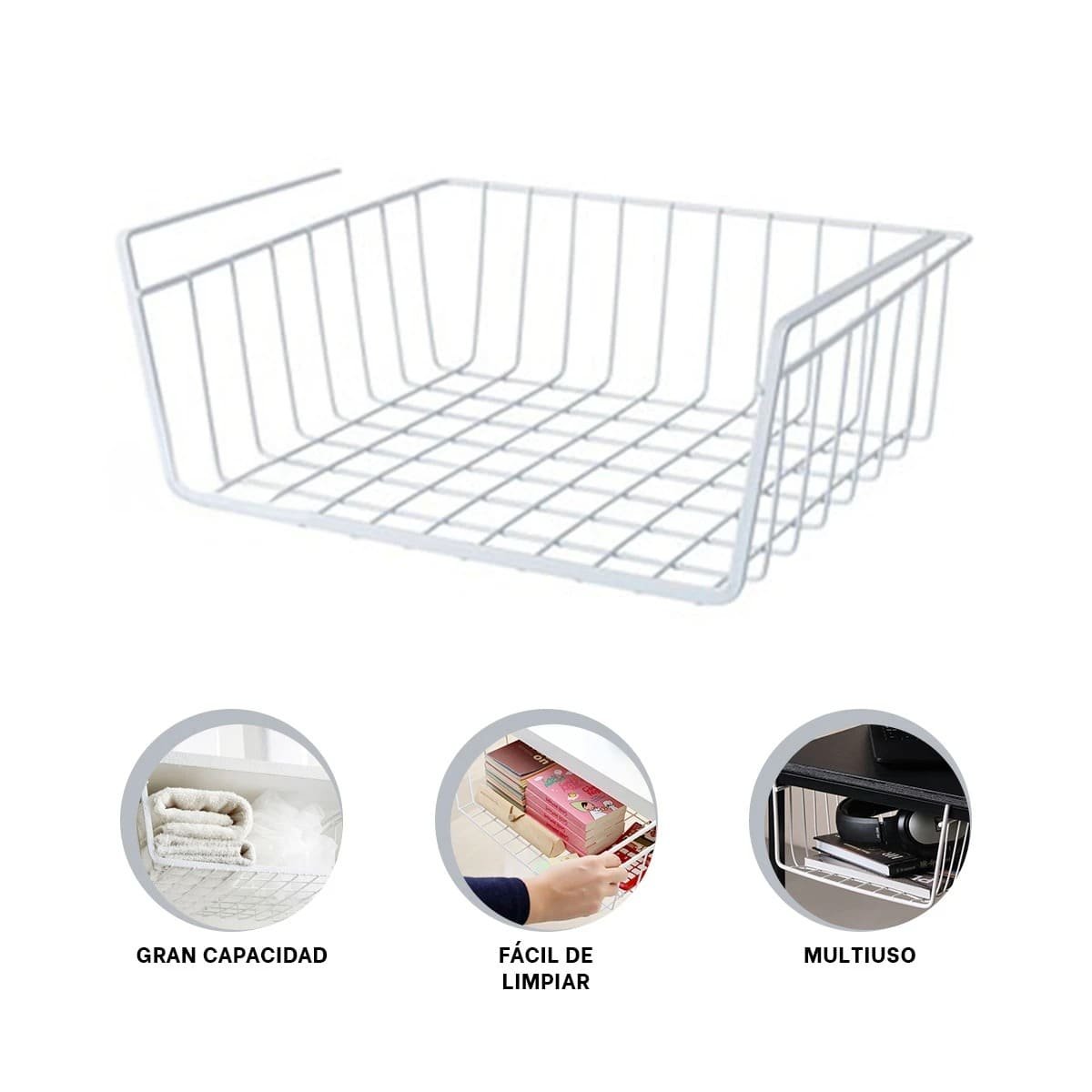 CESTO ORGANIZADOR METALICO BLANCO 29X20X27CM RESISTENTE Y VERSATIL Y+POST IT - 5
