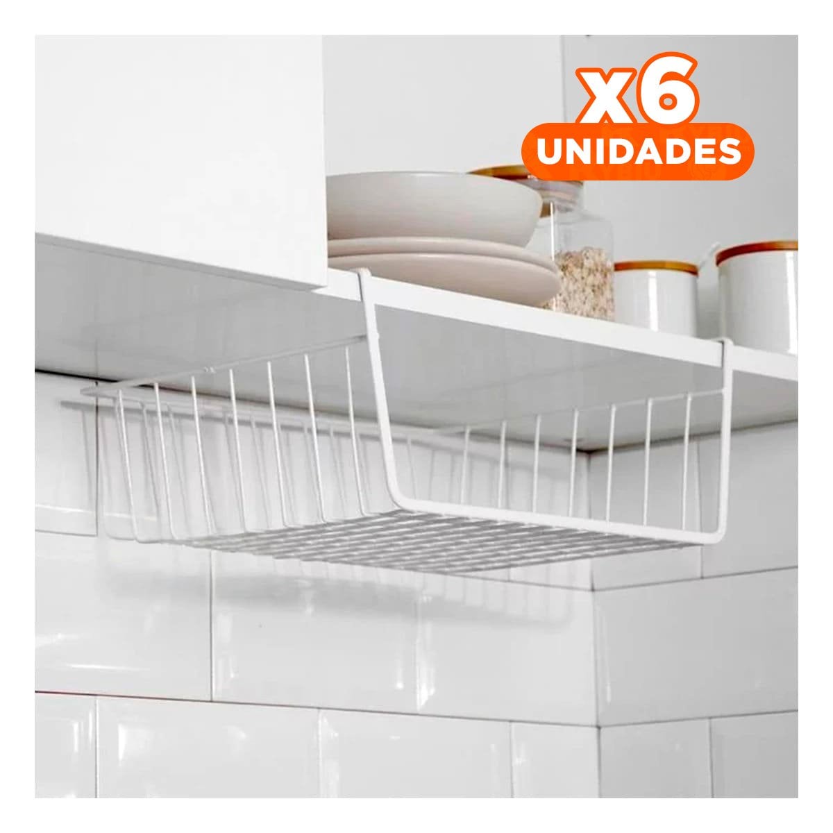 PACK6 SOPORTE DE ALMACENAJE METALICO BLANCO 29X20X27CM PARA ESPACIOS UTILES Y+PAPEL REGALO - 1