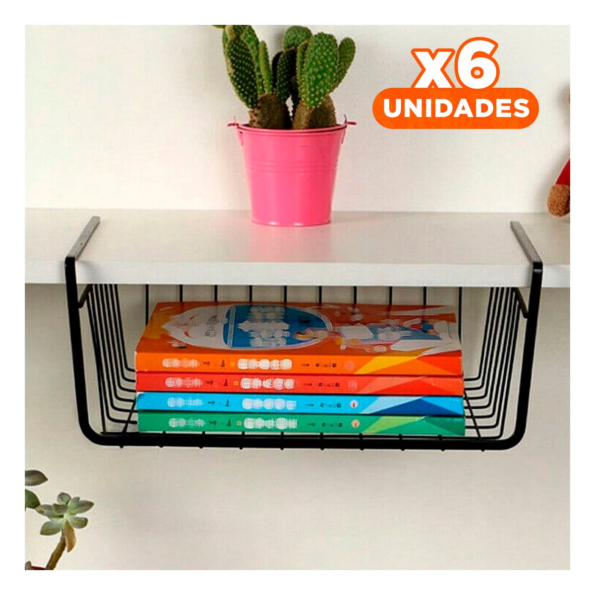 PACK6 SOPORTE COLGANTE METALICO NEGRO 29X20X27CM PARA GUARDADO PRACTICO - 1