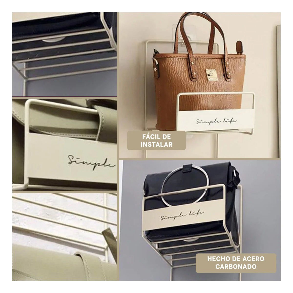 PACK2 RACK PARA BOLSOS BLANCO DE 2 NIVELES 45X17X19CM RESISTENTE PRO Y+PAPEL REGALO - 3