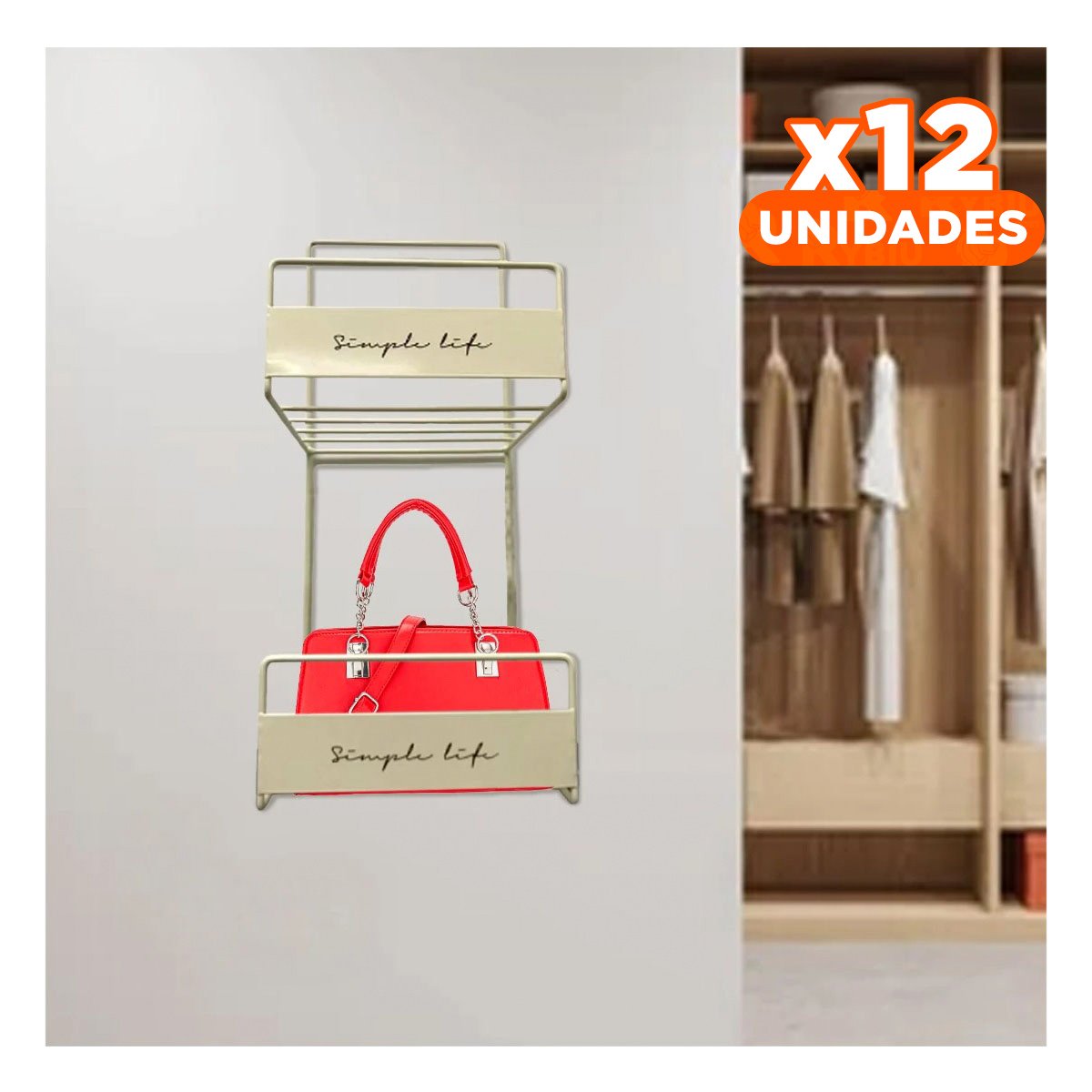 PACK12 MODULO ORGANIZADOR DE CARTERAS BLANCO 2 NIVELES 45X17X19CM METALICO PLUS Y+PAPEL REGALO - 1