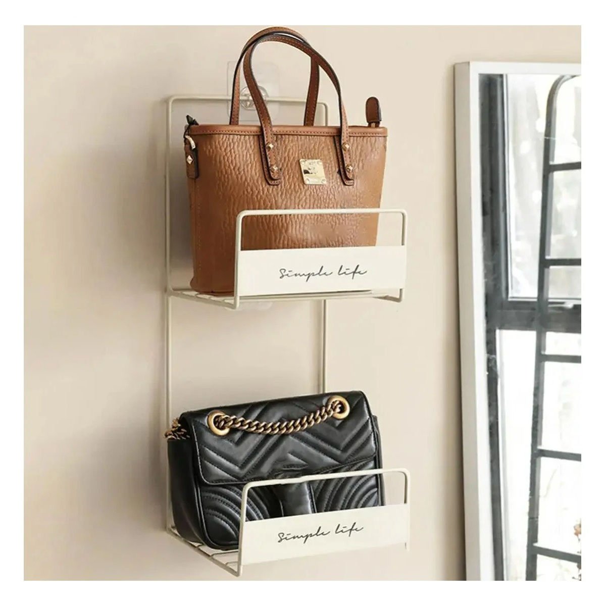 PACK12 MODULO ORGANIZADOR DE CARTERAS BLANCO 2 NIVELES 45X17X19CM METALICO PLUS Y+PAPEL REGALO - 2