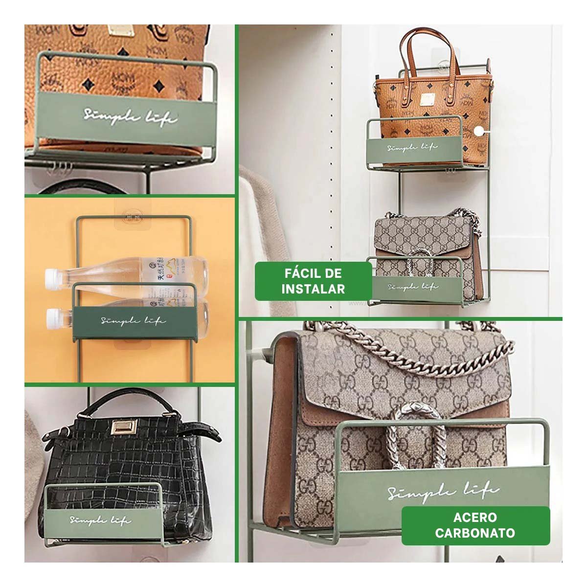 ORGANIZADOR MULTIUSO PARA CARTERAS VERDE 45X17X19CM DE ACERO CARBONATO PRO Y+POST IT - 2