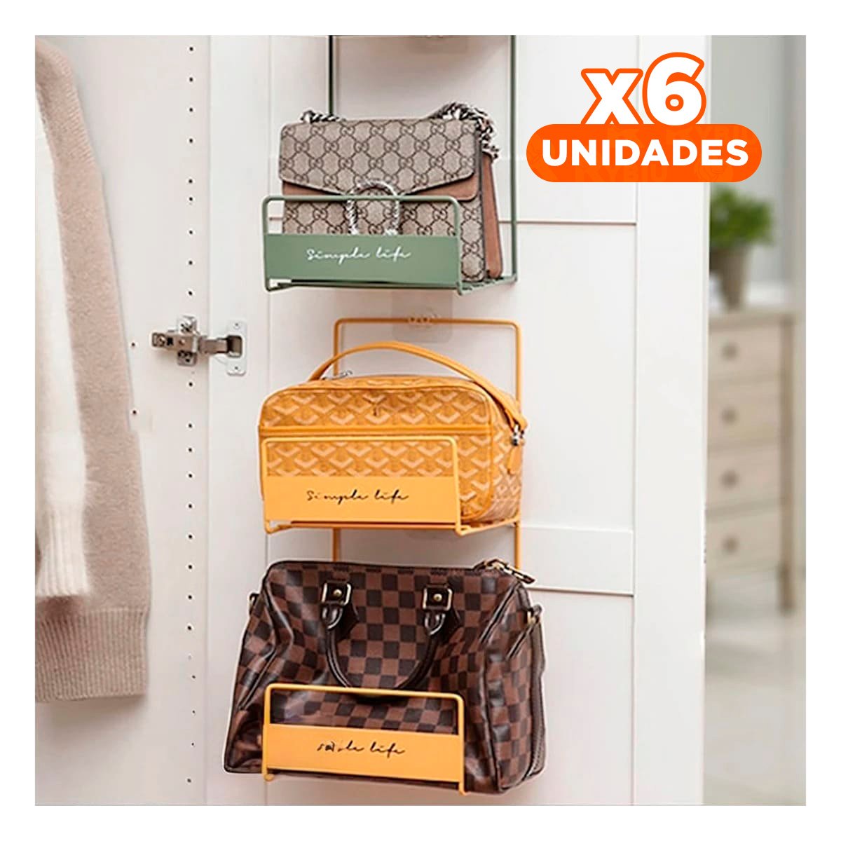 PACK6 BASE PARA BOLSOS AMARILLO DE 2 NIVELES 45X17X19CM RESISTENTE - 1