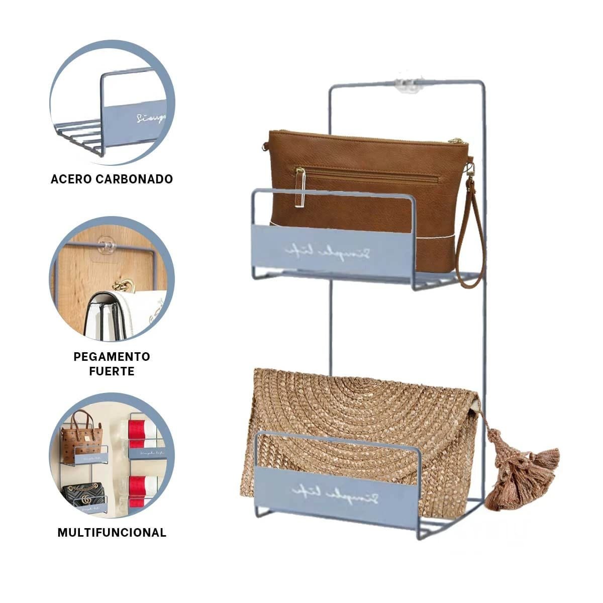 ORGANIZADOR PORTATIL DE CARTERAS AZUL 2 NIVELES 45X17X19CM RESISTENTE PLUS Y+PAPEL REGALO - 5