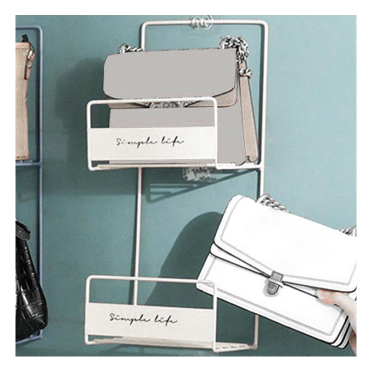 PACK4 BASE ORGANIZADOR DE CARTERAS BLANCO 2 NIVELES 45X17X19CM METALICO PRO Y+REGALO STICKER - 5