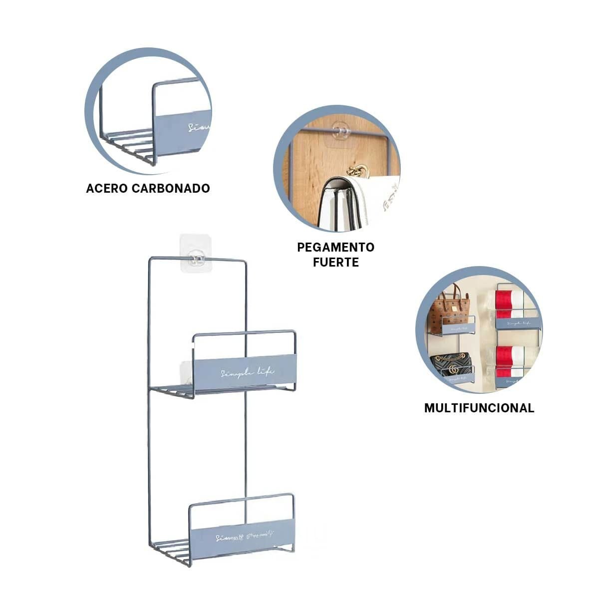 ORGANIZADOR MULTIUSO PARA CARTERAS AZUL 45X17X19CM DE ACERO CARBONATO PRO Y+POST IT - 5