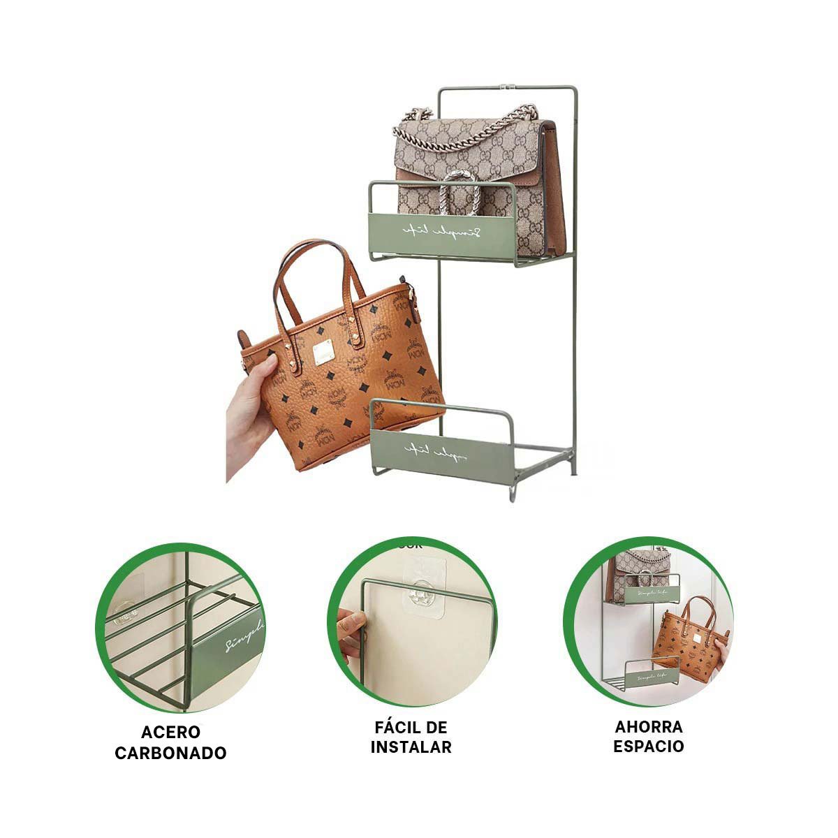 ORGANIZADOR PORTATIL DE CARTERAS VERDE 2 NIVELES 45X17X19CM RESISTENTE PLUS Y+PAPEL REGALO - 5