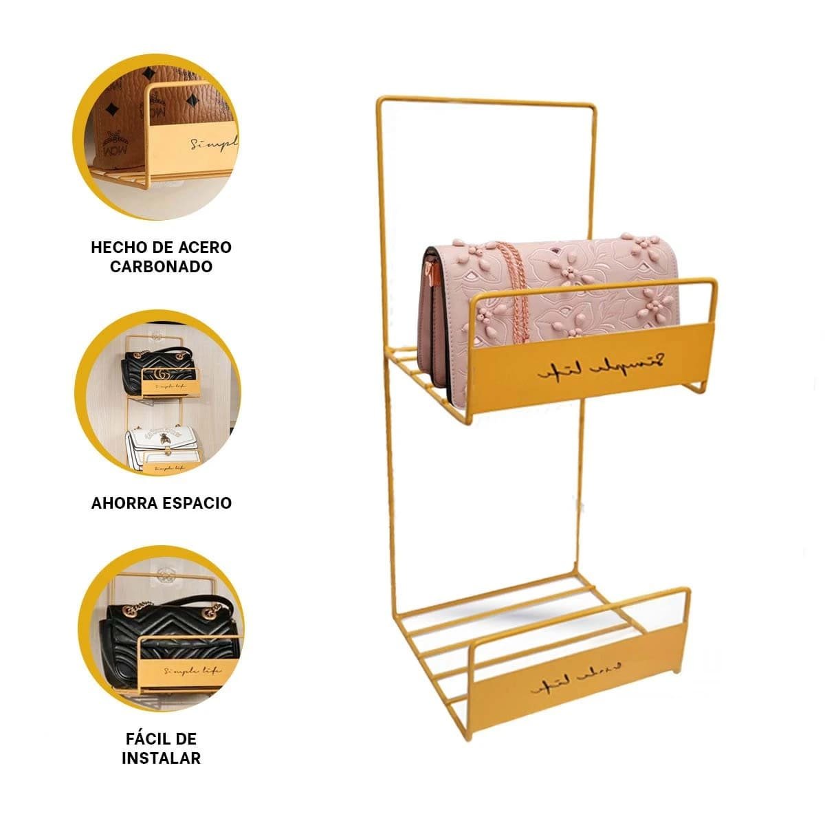 ORGANIZADOR MULTIUSO PARA CARTERAS AMARILLO 45X17X19CM DE ACERO CARBONATO Y+POST IT - 5