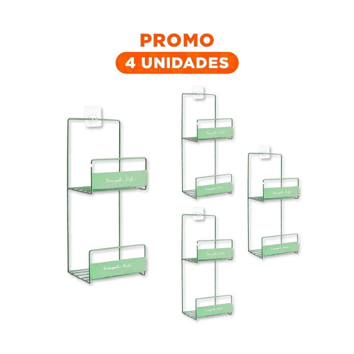 PACK4 RACK MULTIUSO PARA CARTERAS VERDE 45X17X19CM ACERO CARBONATO PRO - 1
