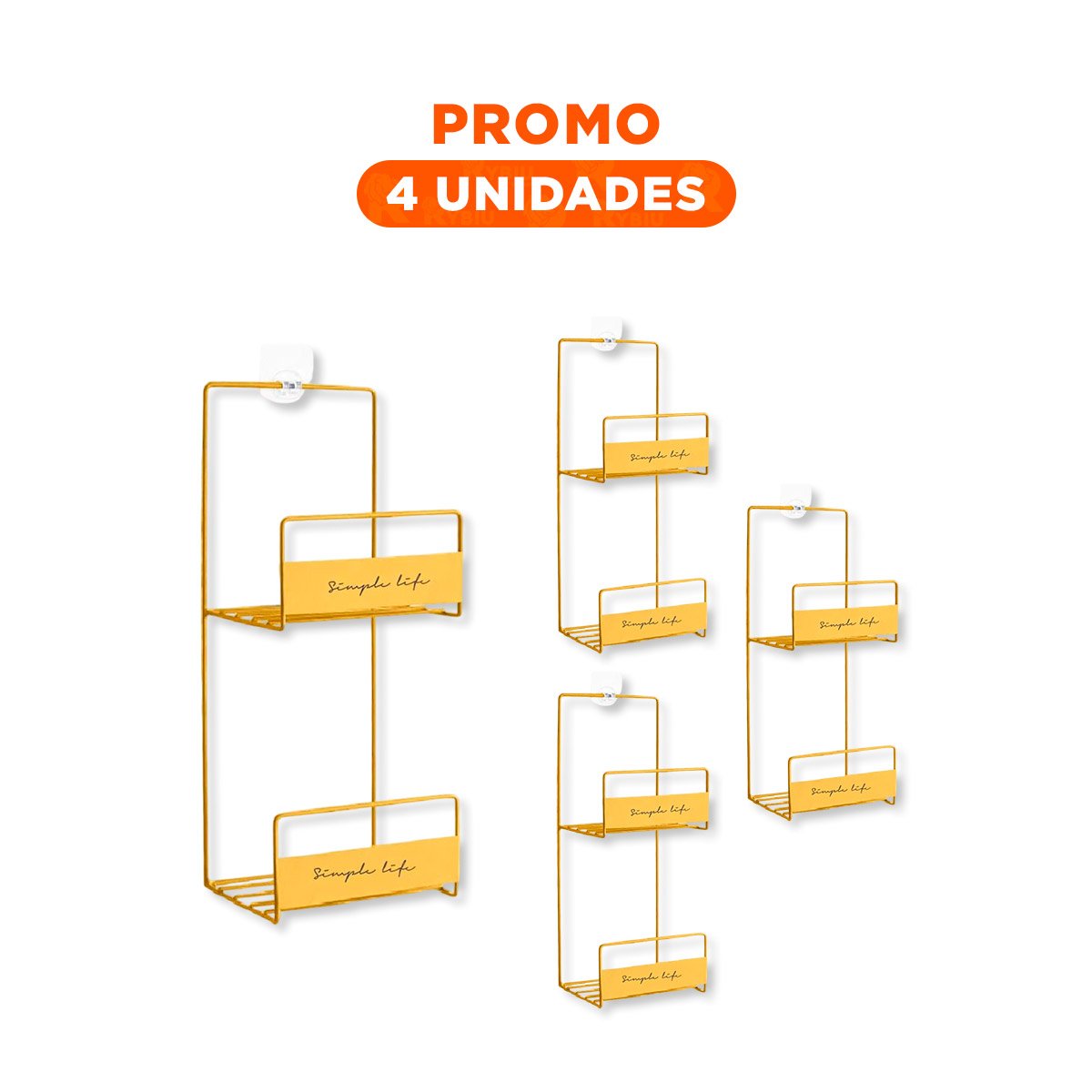 PACK4 RACK MULTIUSO PARA CARTERAS AMARILLO 45X17X19CM ACERO CARBONATO - 1