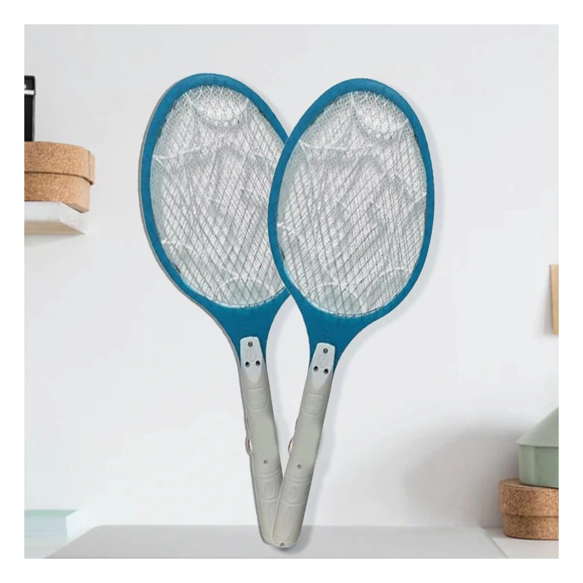 RAQUETA MOSQUITERA COMPACTA CON LUZ INDICADORA Y USO SEGURO AZUL Y+REGALO STICKER - 3