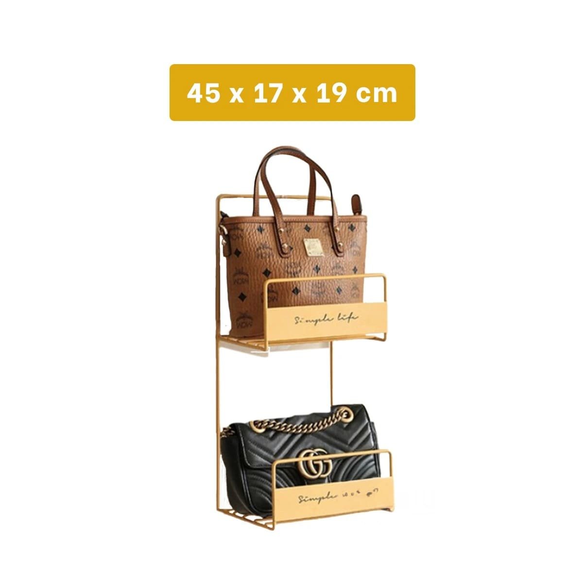 PACK2 RACK PARA BOLSOS AMARILLO DE 2 NIVELES 45X17X19CM RESISTENTE Y+PAPEL REGALO - 4