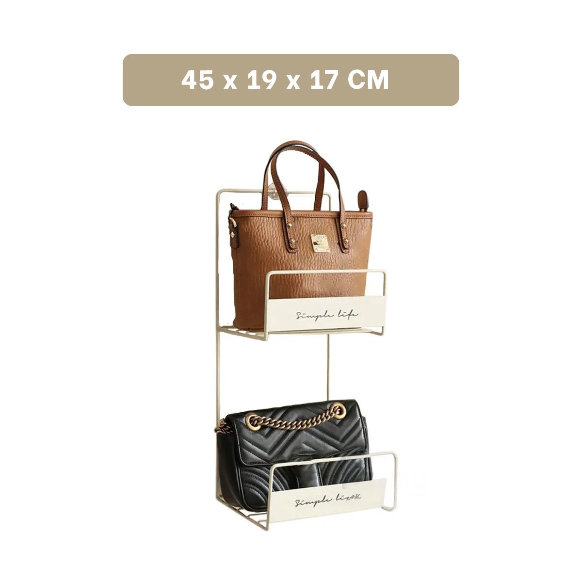 PACK4 RACK DE CARTERAS BLANCO 2 NIVELES 45X17X19CM ESTRUCTURA FIRME PLUS Y+PAPEL REGALO - 4